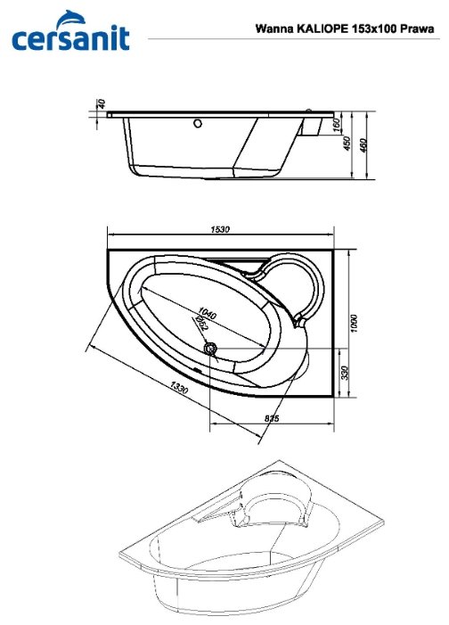 Купить Ванна CERSANIT KALIOPE 153*100 левая