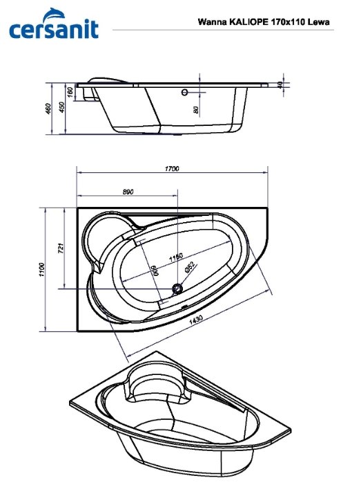 Картинка Ванна CERSANIT KALIOPE 170*110 левая