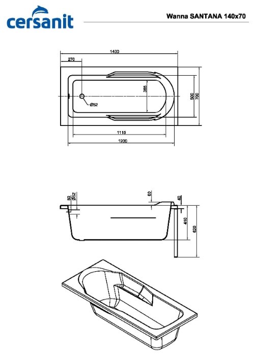Фотография Ванна CERSANIT SANTANA 140*70