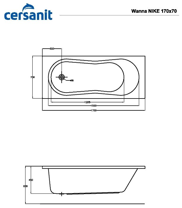 Фотография Ванна CERSANIT NIKE 170*70 (WP-NIKE*170NL)