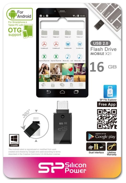 USB накопитель SILICON POWER Mobile X21 16GB OTG Black Казахстан