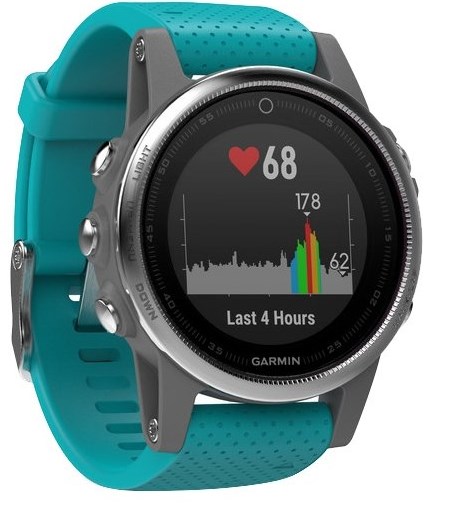 Фото Смарт-часы GARMIN Fenix 5S Silver with turquoise band