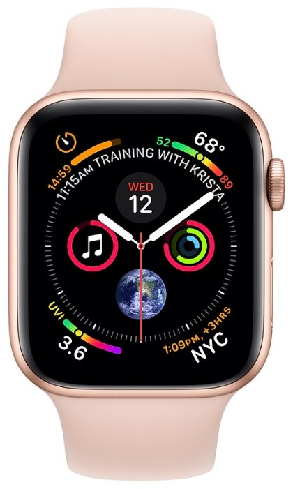 Картинка Смарт-часы APPLE Watch Series 4 GPS 40mm Gold Aluminium Case with pink Sand Sport Band (MU682)