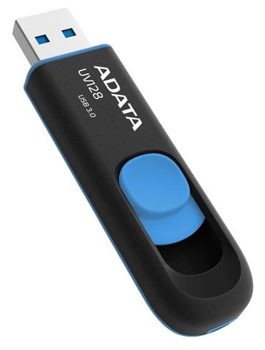 Картинка USB накопитель ADATA UV128 16Gb UFD 3.1 Black/Blue (AUV128-16G-RB)