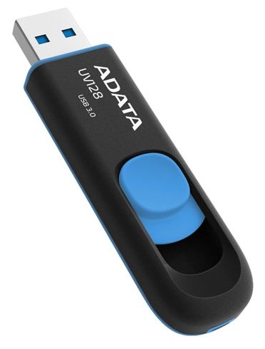 Картинка USB накопитель ADATA UV128 16Gb UFD 3.1 Black/yellow (AUV128-16G-RBY)