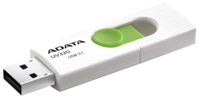 Фото USB накопитель ADATA UV320 32Gb 3.1 White/Green (AUV320-32G-RWHGN)