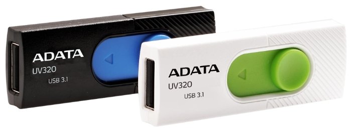 Фотография USB накопитель ADATA UV320 32Gb 3.1 White/Green (AUV320-32G-RWHGN)