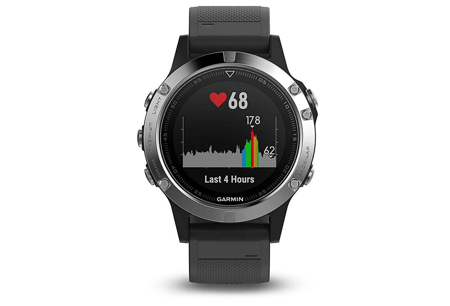 Фото Смарт-часы GARMIN Fenix 5 Silver with Black band (010-01688-03)