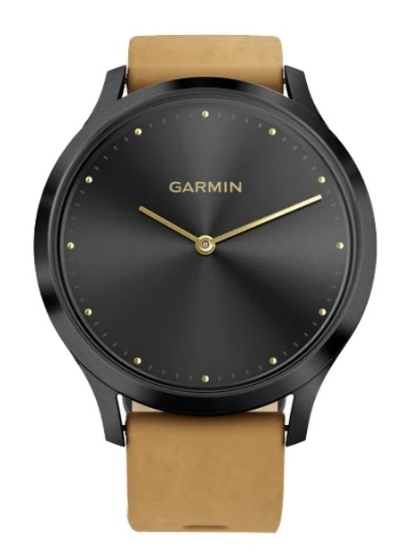 Фото Смарт-часы GARMIN vivomove HR Premium Onyx Black with Tan Suede (010-01850-00)