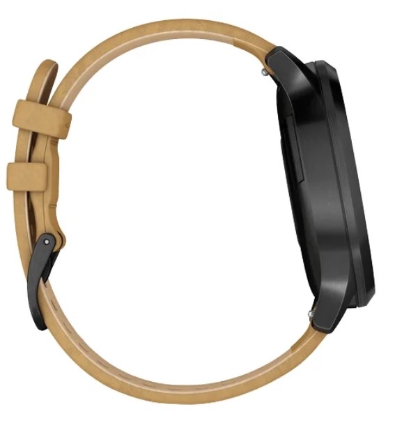 Картинка Смарт-часы GARMIN vivomove HR Premium Onyx Black with Tan Suede (010-01850-00)