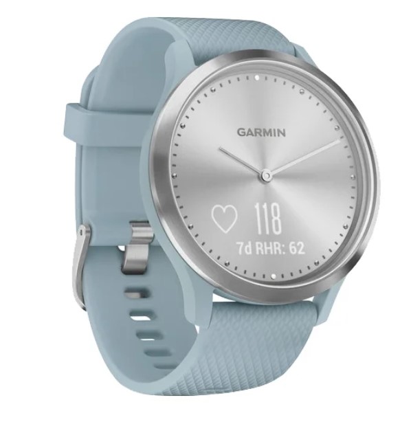 Фотография Смарт-часы GARMIN vivomove HR Sport Silver with Seafoam Silicone (010-01850-08)