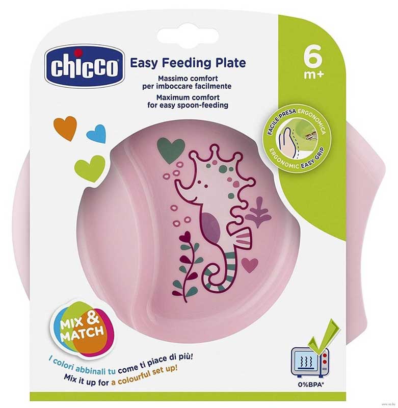 Фотография Тарелка CHICCO 00016001100000 EasyFeeding Bowl 6м+ розовая