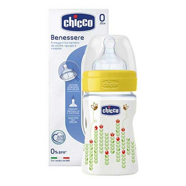 Цена Бутылочка CHICCO 00020611300050 Well Being Пчелка силикон 150мл 0+