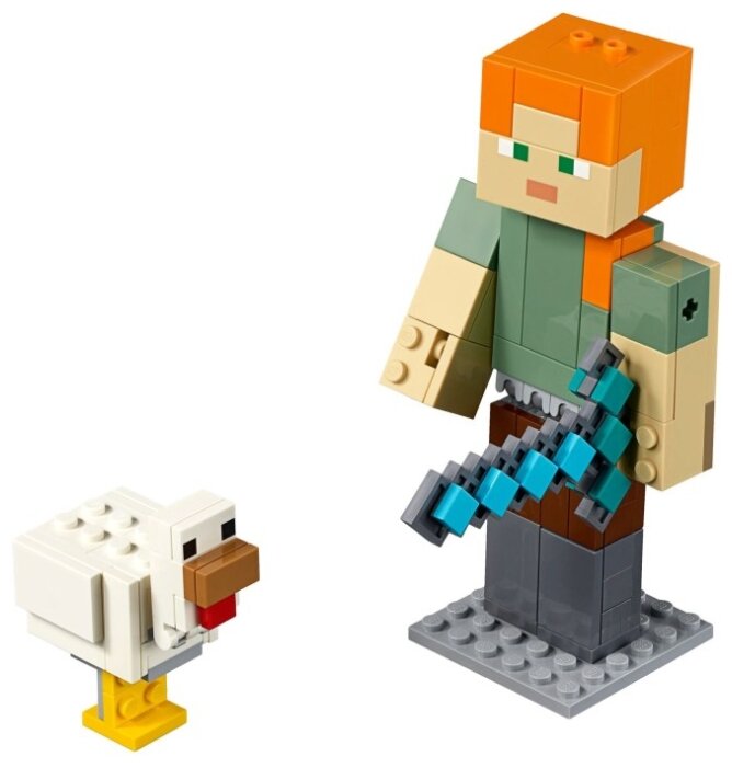 Фотография Конструктор LEGO Большие фигурки Алекс с цыплёнком Minecraft 21149