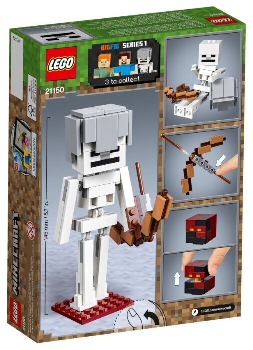 Фото Конструктор LEGO Большие фигурки скелет с кубом магмы Minecraft 21150