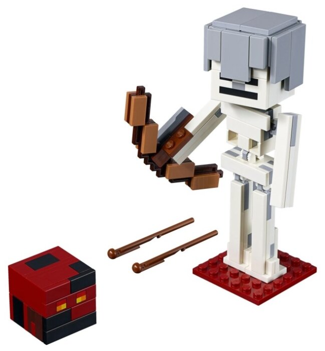 Фотография Конструктор LEGO Большие фигурки скелет с кубом магмы Minecraft 21150