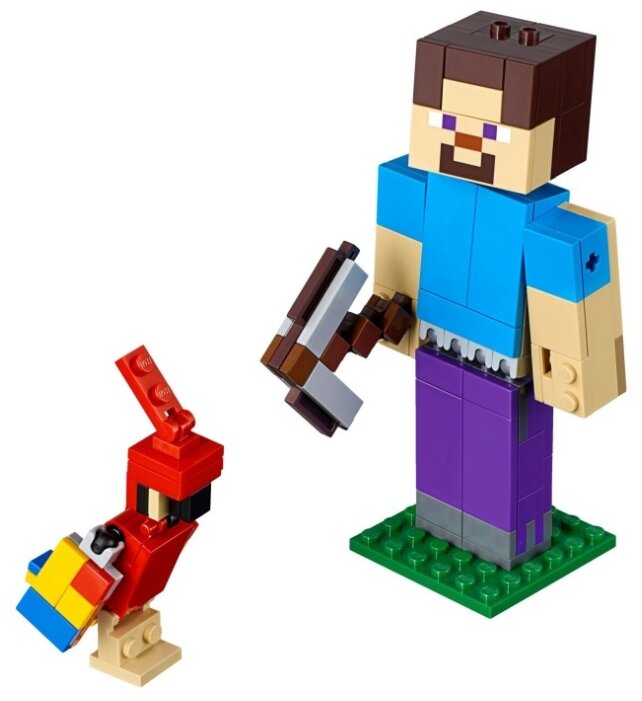 Фотография Конструктор LEGO Большие фигурки Стив с попугаем Minecraft 21148