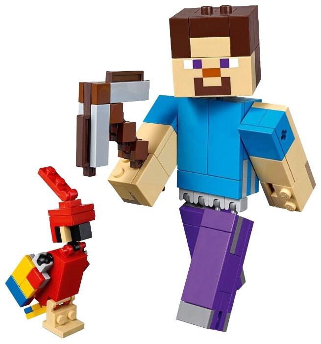 Картинка Конструктор LEGO Большие фигурки Стив с попугаем Minecraft 21148
