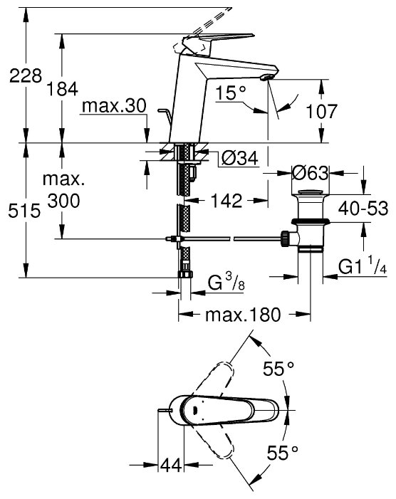 Картинка Смеситель GROHE Eurodisc Cosmopolitan 23448002