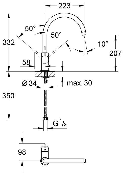 Фото Смеситель GROHE BauClassic 31234000