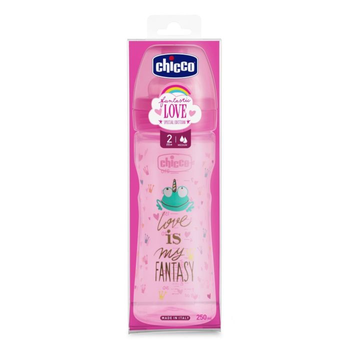 Фото Бутылочка CHICCO 00009850000000 Well Being FANTASTIC LOVE 250 ml 2м+ силикон