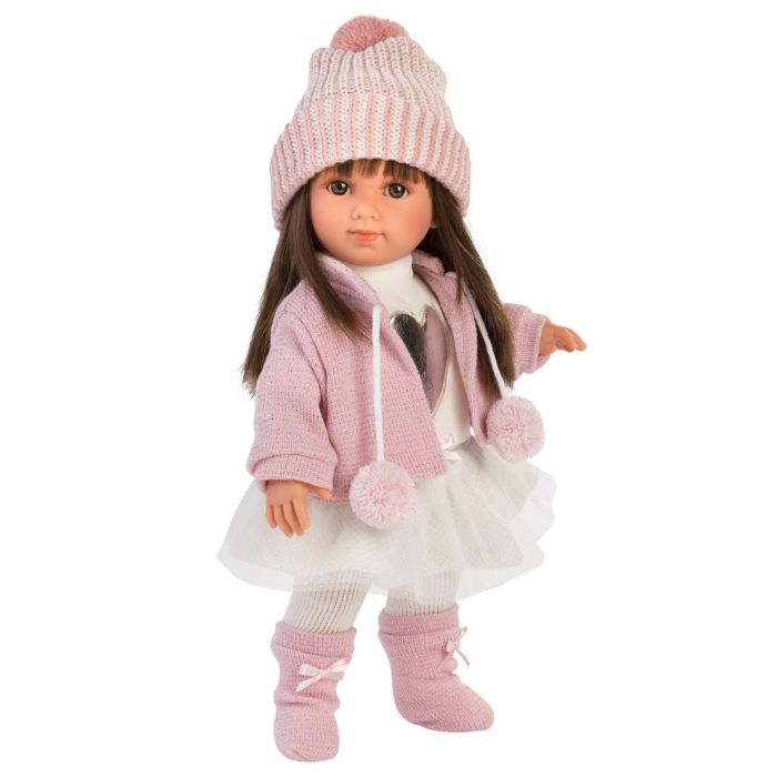 Фото Кукла LLORENS Сара 35см шатенка в розовом жакете и белой кружевной юбке 53528