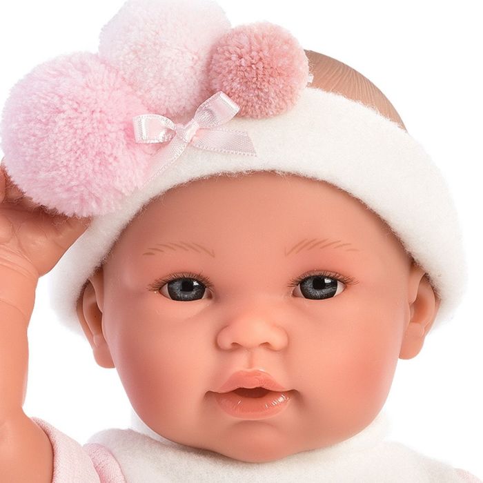 Фотография Кукла LLORENS Пупс 36 см в роззовой шапочке с пумпонами с одеялом-конвертом 63632