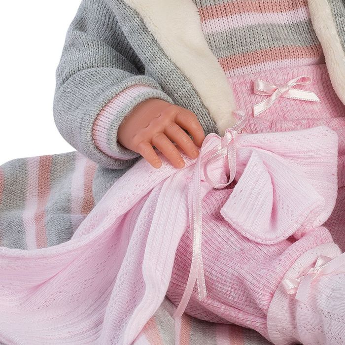 Картинка Кукла LLORENS Пупс Малышка 40 см в серой куртке с одеялом 73858