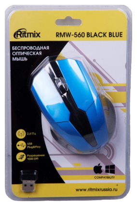 Фотография Мышь RITMIX RMW-560 Black/Blue