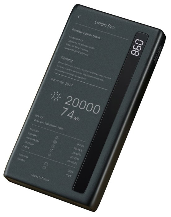 Фото Power Bank REMAX Linon pro Series RPP-73 20000mah Black