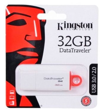 Картинка USB накопитель KINGSTON DTIG4/32Gb USB 3.0 White