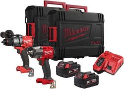Набор инструментов MILWAUKEE 4933492518 (шуруповерт, гайковерт, ЗУ, 2 акк.)