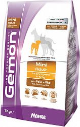 Корм GEMON DOG MINI ADULTСУХОЙ КОРМ ДЛЯ МЕЛКИХ ПОРОД СОБАК С КУРИЦЕЙ И РИСОМ 1 кг