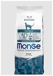 Корм MONGE CAT STERILIZED TROUT монопротеиновый с форелью 10 кг (6304)
