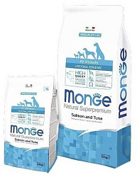 Корм MONGE DOG ADULT HIPPOAL. для взрослых всех пород гипоаллергенный с лососем и тунцом 2,5 кг (1167)