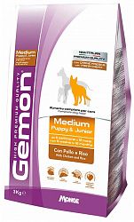 Корм GEMON DOG MEDIUM PJСУХОЙ КОРМ ДЛЯ ЩЕНЯТ СРЕДНИХ ПОРОД С КУРИЦЕЙ И РИСОМ 15 000 гр