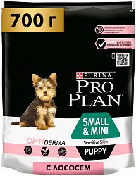 Корм для собак PURINA Pro Plan д/щенков мелк.пород с чувст.кож. лосось 700 гр