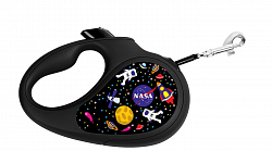 Поводок-рулетка WAUDOG с рисунком &quot;NASA&quot;, размер XS, до 12 кг, 3 м черная