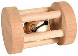 Игрушка TRIXIE для кроликов и мелких грызунов, деревянный цилиндр, с колокольчиком внутри 6184