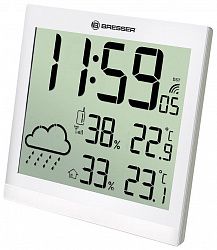 Метеостанция (настенные часы) BRESSER TemeoTrend JC LCD с радиоуправлением, белая