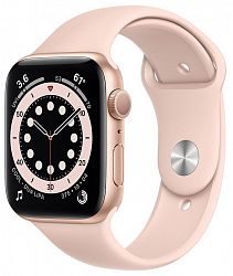 Смарт-часы APPLE Watch Series 6 GPS 44mm Gold Aluminium Case with Pink Sand Sport Band - Regular Model A2292