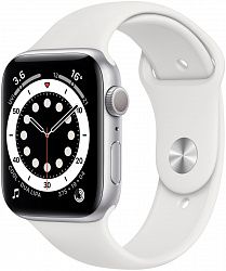 Смарт-часы APPLE Watch Series 6 GPS, 44mm Silver Aluminium Case with White Sport Band - Regular