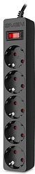 Сетевой фильтр SVEN Surge Protector SF-05E (3.0 метров/5 розеток) Black