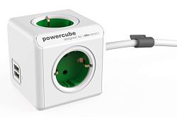 Разветвитель ALLOCACOC PowerCube Extended с кабелем 1.5М green