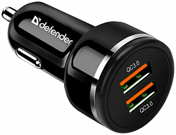 Автомобильное зарядное устройство DEFENDER UCA-80 2xUSB QC3.0 Black