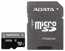 Карта памяти ADATA microSDHC UHS-I CLASS 10 64 Gb Retail W/1 adapter