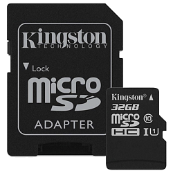 Карта памяти KINGSTON microSDHC 32 GB UHS-I class 1 + A (SDCS/32GB)