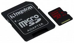 Карта памяти KINGSTON microSDXC 64 GB UHS-I Class 3 + A (SDCA3/64GB)