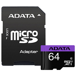 Карта памяти ADATA MicroSDXC 64 GB UHS-I class 1 + A (AUSDH64GUICL10A1)