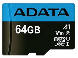 Карта памяти ADATA AUSDX64GUICL10A1-RA1 Class 10 + adapter SD